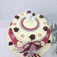 Schachteltorte 3-stöckig mit Perlen - Geldgeschenk Hochzeit CREME-BORDEAUX-CREME